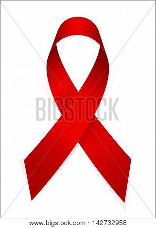 Red Ribon - Symbol of 21 December World AIDS Day Vector Illustration