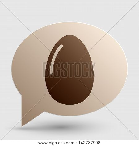 Chiken egg sign. Brown gradient icon on bubble with shadow.