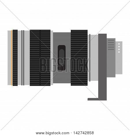 Camera photo optic lense on white background vector. Objective equipment, professional look photo optic lense. Photo optic lense igital equipment optical technology.