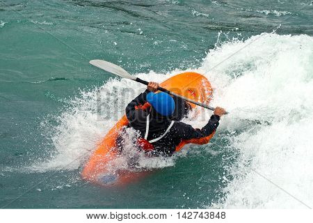 August kayak trip on the waterfalls of Norway