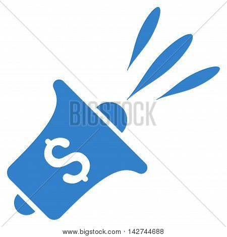 Financial News Rupor icon. Vector style is flat iconic symbol with rounded angles, cobalt color, white background.