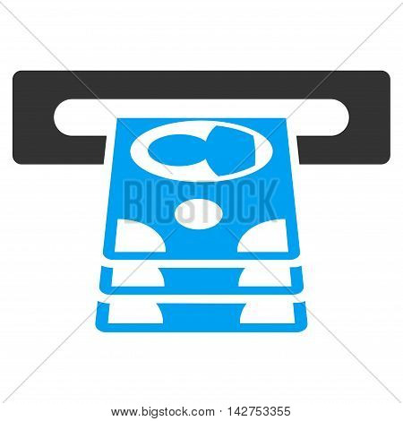 Cashpoint icon. Vector style is bicolor flat iconic symbol with rounded angles, blue and gray colors, white background.