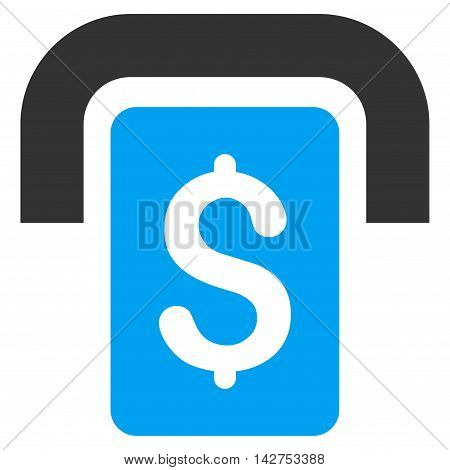 Cashpoint icon. Vector style is bicolor flat iconic symbol with rounded angles, blue and gray colors, white background.