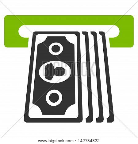 Cashpoint Terminal icon. Vector style is bicolor flat iconic symbol with rounded angles, eco green and gray colors, white background.