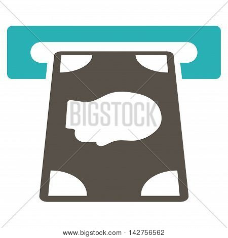 Cashpoint icon. Vector style is bicolor flat iconic symbol with rounded angles, grey and cyan colors, white background.