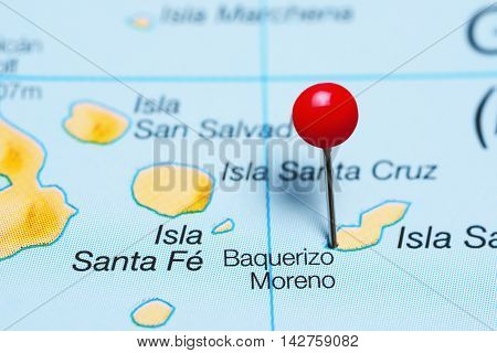 Baquerizo Moreno pinned on a map of Ecuador