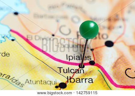 Tulcan pinned on a map of Ecuador