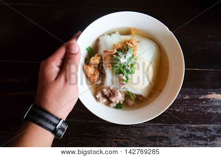 Thai noodle local food at Ban Na Ton Chan village Sukhothai province in Thailand and we call it 