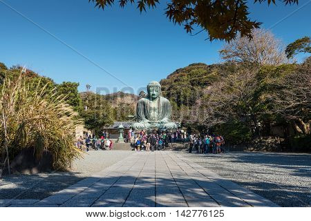 Daibutsu, The Bronze Statue Of Amitabha Buddha Located At The Kotokuin Temple In Kamakura, Japan