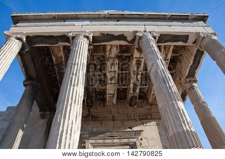 Coffering On The Ceiling Of The Erechtheion On Acropolis.greece.