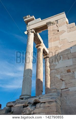 The Erechtheion On Acropolis Of Athens In Greece.