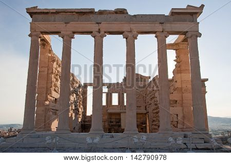 The Erechtheion On Acropolis Of Athens In Greece.