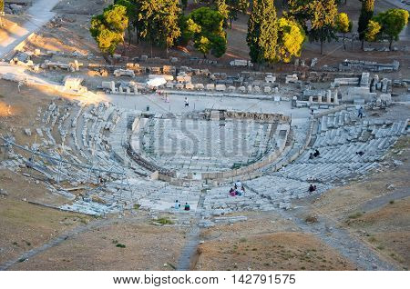 The Theatre of Dionysus Eleuthereus in Athens Greece.