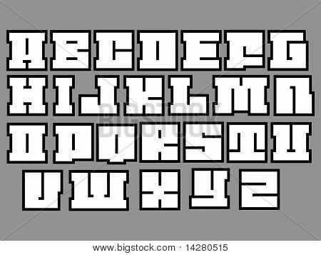 Cubic klodser Pixel som alfabet skrifttyper