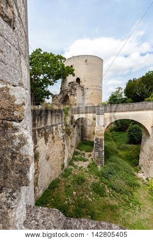 Chinon walled castle. Chinon is a commune located in the Indre-et-Loire department in the Region Centre. The Loire Valley with its castles is UNESCO World Heritage Site France