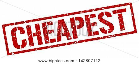 cheapest stamp. red grunge square isolated sign