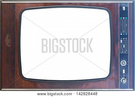 Antique Retro Wooden Tv-set Frame Isolated On White Background