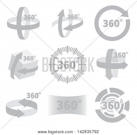 360 degrees view sign isolated on white background