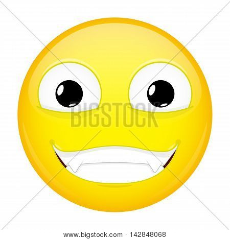 Evil emoji. Happy emotion. Nibbler emoticon. Illustration smile icon.