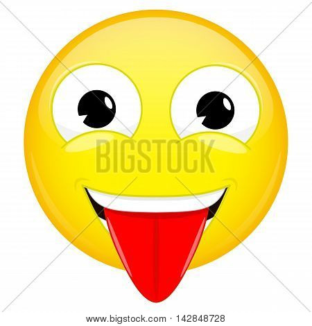 Show tongue emoji. Tease emotion. Put out tongue emoticon. Illustration smile icon.