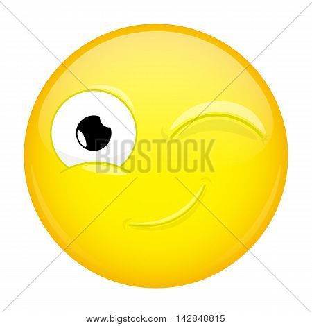 Wink emoji. Good emotion. Twinkle emoticon.Illustration smile icon.