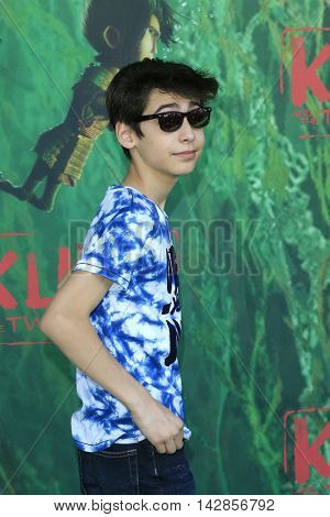 LOS ANGELES - AUG 14: Aidan Gallagher at the premiere of Focus Features' 'Kubo and the Two Strings' at AMC Universal City Walk on August 14, 2016 in Los Angeles, California