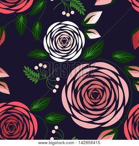 Seamless floral pattern with delicate roses. Vector illustration.