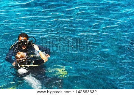 divers in the Red Sea. Egypt. Sharm el-Sheikh. September 2008