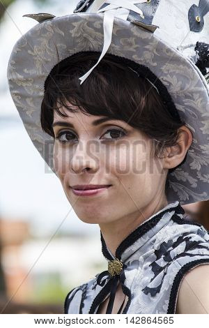 CAGLIARI, ITALY - June 1, 2014: Sunday at La Grande Jatte public gardens - Sardinia - portrait of a beautiful girl in cosplay costume