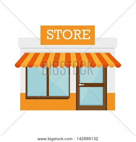 shop store door front building local window vector  isolated and flat illustration