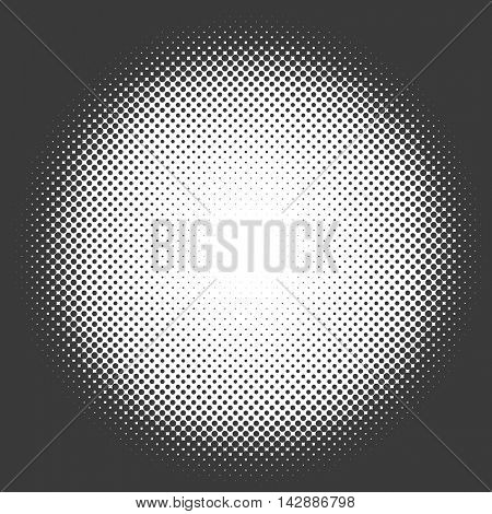 Black and white halftone circle vector template.