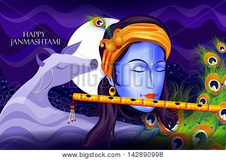 easy to edit vector illustration of Happy Krishna Janmashtami background