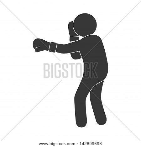 man boxing punch exercise training pose gloves combat vector illustration isolated