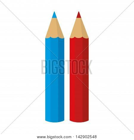 pencil color crayons blue red school stationary ducation art vector illustration isolated