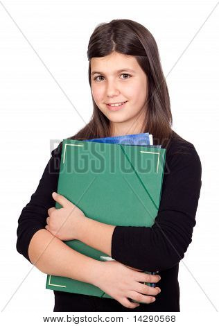 Studentka s zelenou složku