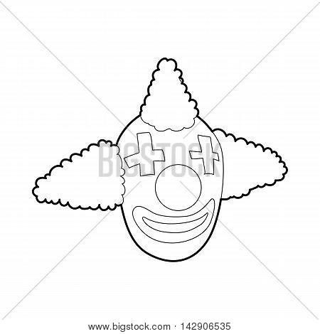Head clown icon in outline style isolated on white background. Jester symbol