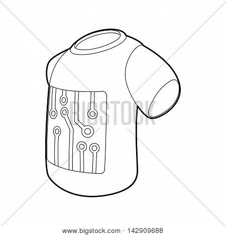 Electronic t-shirt icon in outline style isolated on white background. Technology and test symbol