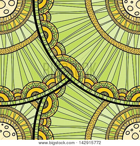 Doodleart Mandala Design. Hand Drawn Forest Background.