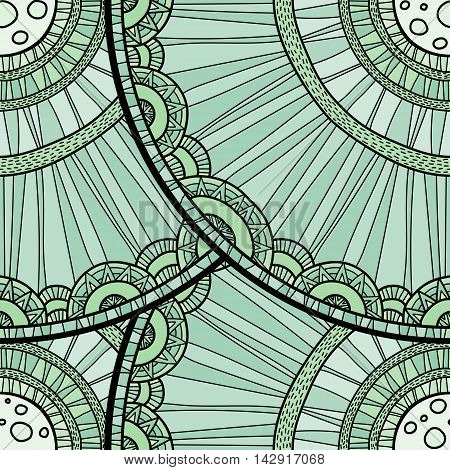 Doodleart Mandala Design. Hand Drawn Forest Background.