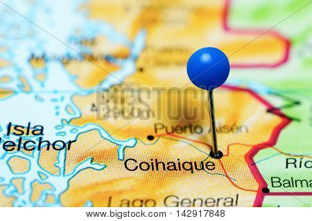 Coihaique pinned on a map of Chile