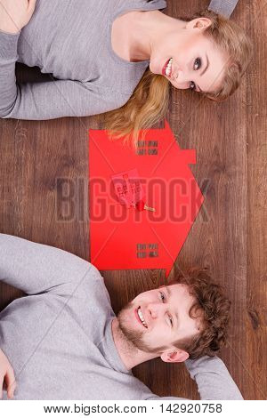 Just Married Lying On Floor.