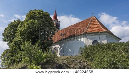 Church With Cemetery In Dubicky Village Near Usti Nad Labem City