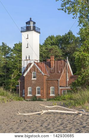 Built in 1872 the Presque Isle Lighthouse marks a large peninsula extending into Lake Erie at Erie Pennsylvania.
