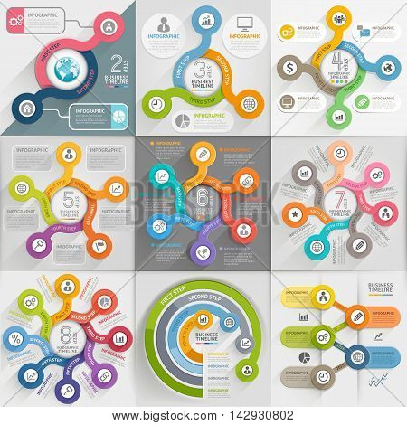 Infographics template set. Vector illustration. can be used for workflow layout banner diagram number options web design timeline elements