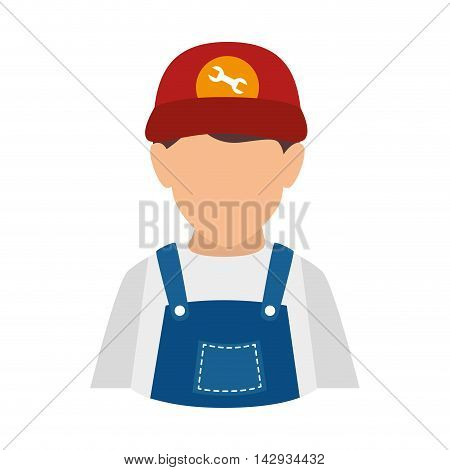 mechanic man repairman auto fix tool overall male vector illustration isolated
