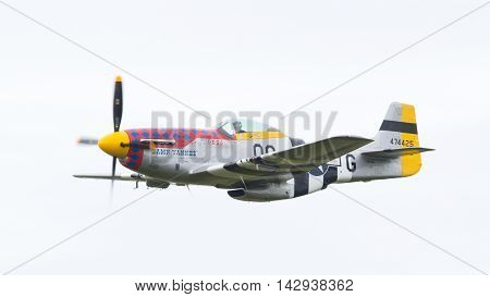 Leeuwarden, The Netherlands - June 10: P51 Mustang Displaying At The Dutch Air Force Open House. Jun