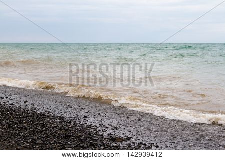 Wave On Lake Alakol Overlooking The Beach