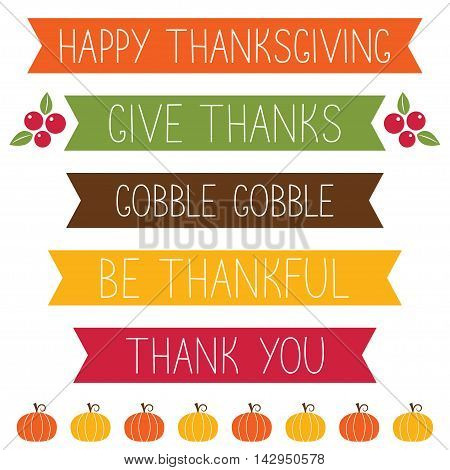 Thanksgiving colors isolated banners with greetings set