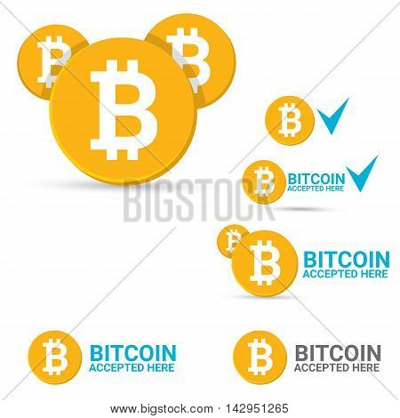vector Bitcoin symbol. bitcoin accepted here icon or banner