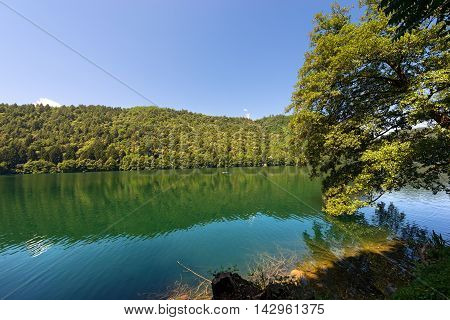 Lago di Levico (Levico Lake) in Trentino Alto Adige Italy Europe